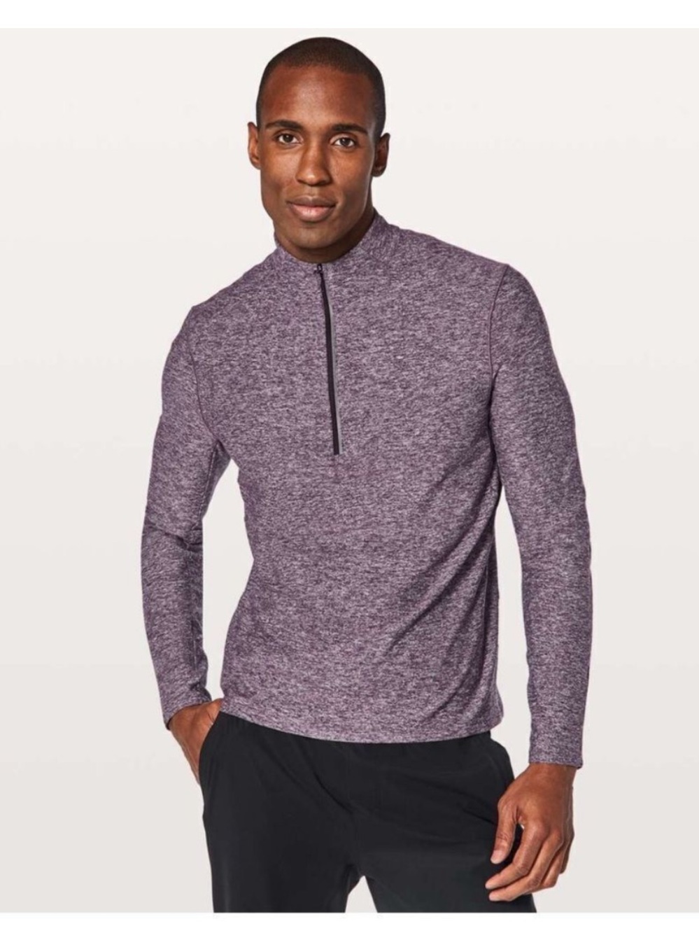 lululemon athletica Men's Heathered Plum Half-Zip Long Sleeve | S